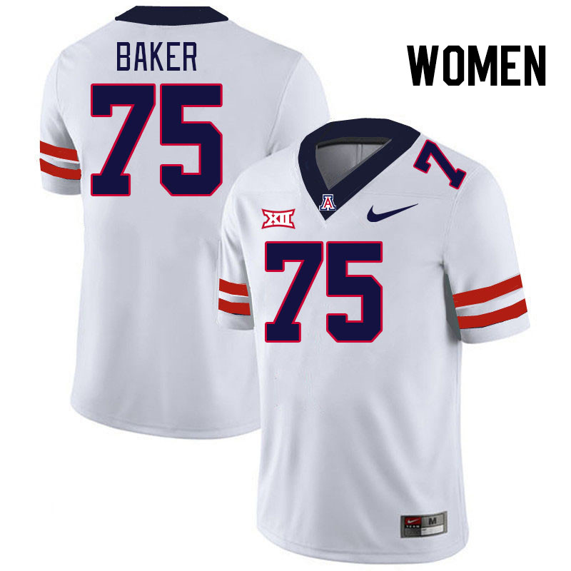 Women #75 Josh Baker Arizona Wildcats Big 12 Conference College Football Jerseys Stitched-White
